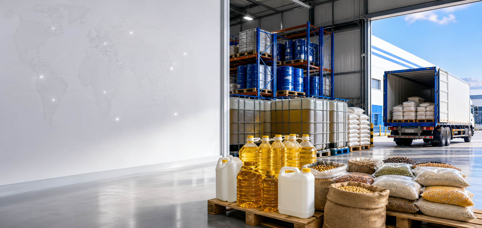 Bulk edible oil and agro commodity logistics warehouse